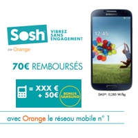 Sosh : 120€ remboursés minimum pour l'achat d'un Samsung Galaxy S4