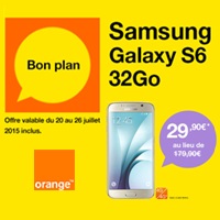 Exclu Web Orange : Le Samsung Galaxy S6 en promo à  29.90€ avec le forfait Origami Jet 12Go 
