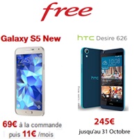Free Mobile : Le HTC Desire 626 en promo, le Galaxy S5 New à 69€ à la commande !