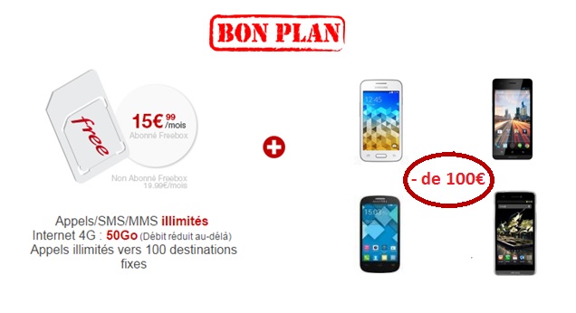 Free Mobile : 4 smartphones à moins de 100€ avec un forfait sans engagement