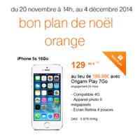Bon plan de Noël : Baisse de prix sur l’iPhone 5S avec un forfait Origami chez Orange !