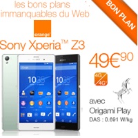 Bon plan du Web : Le Sony Xperia Z3 en promo avec un forfait Orange !