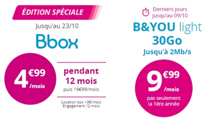 Les bons plans Bouygues Telecom : forfait B&You 30Go à 10 euros, BBOX à moins de 5 euros