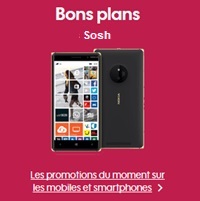 Découvrez les bons plans Smartphones Samsung, Nokia, HTC et Sony avec un forfait Sosh !