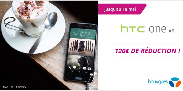 HTC One A9 à moins de 300 euros avec un forfait B&You Bouygues Telecom