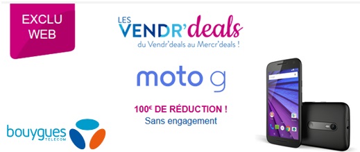 Moto G 3éme génération à prix exceptionnel avec un forfait sans engagement Bouygues Telecom !