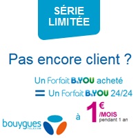 Pas encore client Bouygues Telecom : Un forfait B&You acheté = un forfait B&You 24/24 à 1€ !