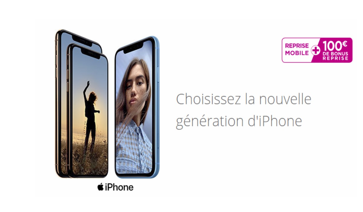 Promos iPhone XR, XS, XS Max : 100 euros de remise avec un forfait Sensation Bouygues Telecom 50Go ou 70Go