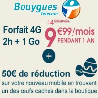 Fêtez pâques : Un forfait 4G à 9.99€ et 50€ de remise sur un Smartphone chez Bouygues Telecom !