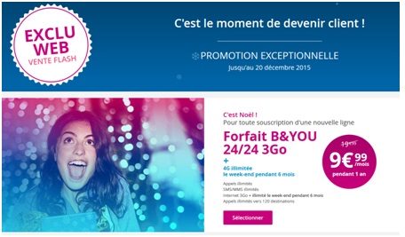 Noël : Le forfait illimité 3Go sans engagement Bouygues Telecom à 9.99€ pour tous !