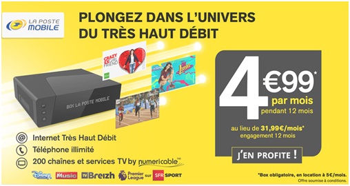 Vente privée La Poste Mobile : La Box Internet THD à 4.99 euros jusqu'au 03 juillet 08h