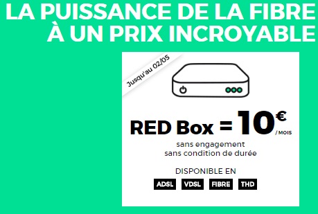 La BOX Internet à 10 euros par mois chez RED BY SFR prolongée jusqu'au 22 mai