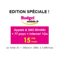 Budget Mobile : Un forfait mobile illimité en France et vers 77 pays à 15.99€