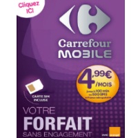 Lancement d'un forfait mobile à moins de 5euros chez Carrefour