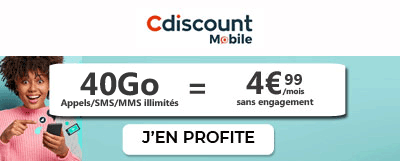 Forfait 40 Go à 4,99 euros de Cdiscount Mobile
