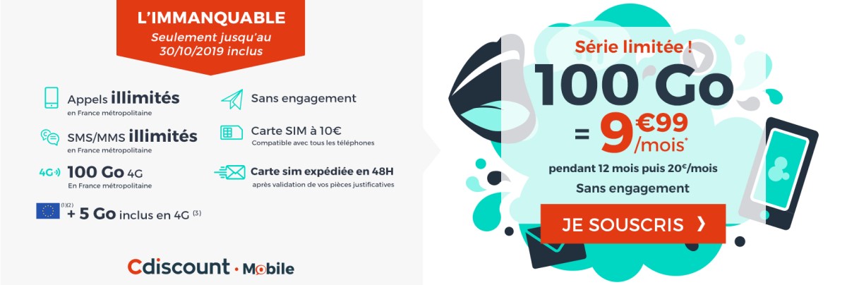 Forfait mobile connecté 100Go