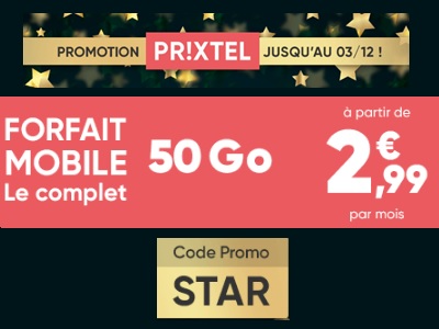 Chez Prixtel, le forfait Le Complet 5Go est à 2,99€ : Un prix cadeau spécial Noël !