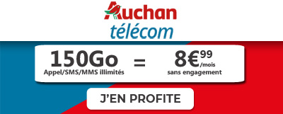 auchan Telecom met en promo forfait mobile 150 Go