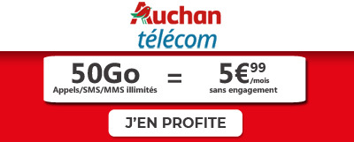 Forfait Auchan 50Go à 5,99 euros