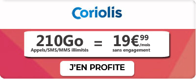 Forfait 5G 210 Go de Coriolis Telecom