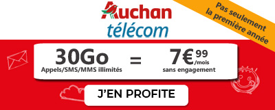 promos forfaits Auchan Telecom 30Go