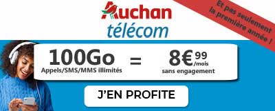 Forfait Auchan 100 Go à 8,99 euros