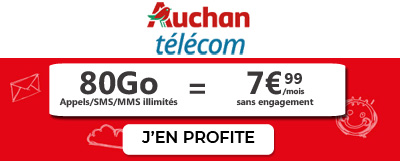 Forfait illimité 80Go Auchan Telecom en promotion à 7.99?