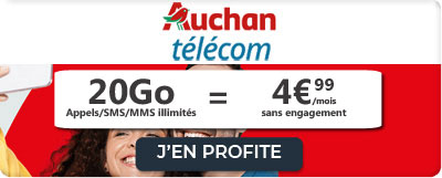 Forfait 20 Go à 4,99 euros de Auchan