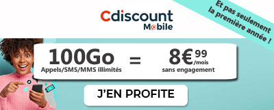 Forfait Cdiscount Mobile 100 Go à 8,99 euros 
