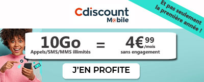 Forfait 10 Go à 4,99 euros de Cdiscount Mobile 