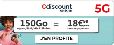 promo forfait 5G cdiscount mobile 150Go