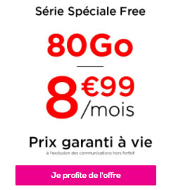 Forfait Free 80 Go en vente privée