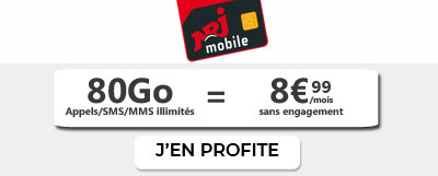 Forfait 80 Go à 8,99 euros chez NRJ Mobile
