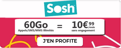 Forfait SOSH 60 Go à 10,99 euros en promo