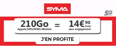 Forfait Syma 210 Go de 5G