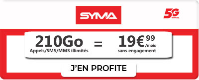 Forfait 5G 210 Go de Syma Mobile