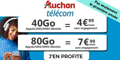 promos auchan telecom 40go et 80go