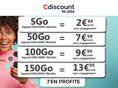 Forfaits Cdiscount Mobile 5Go à 150Go