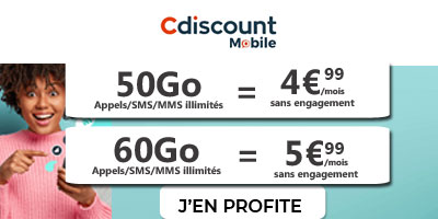promo Cdiscount Mobile 50Go et 60Go