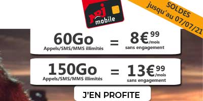 Deux forfaits pas chers 60Go et 150Go en promo pour quelques jours chez NRJ Mobile
