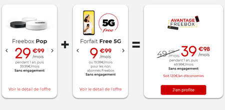 pack forfait mobile + freebox pop