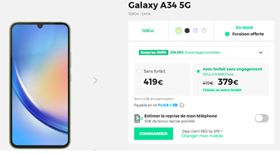Samsung Galaxy A34 5G en promo