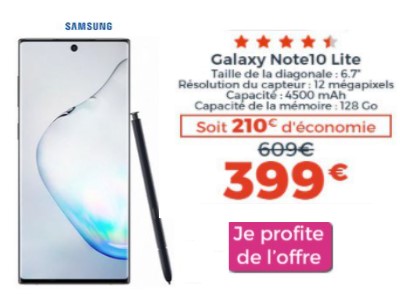 Galaxy Note 10 lite promo Cdiscount
