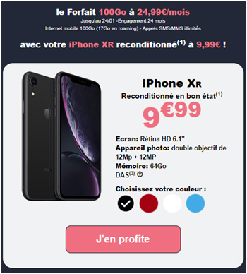 iphone xr avec un forfait 100Go nrj