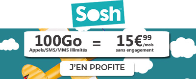 Forfait 100Go à 15,99 euros chez SOSH
