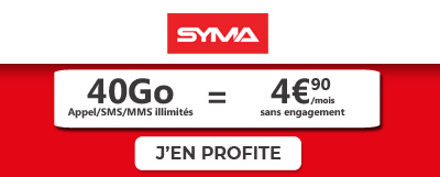 Forfait Syma 40 Go à 4,90 euors