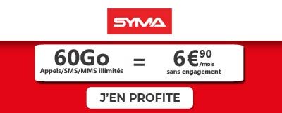 Forfait Syma 60 Go à 6,90 euros