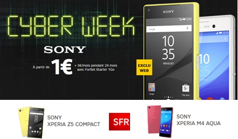 Cyber Week : Xperia Z5 Compact et Xperia M4 Aqua en promo chez SFR !