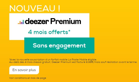 deezer gratuit avec la poste mobile