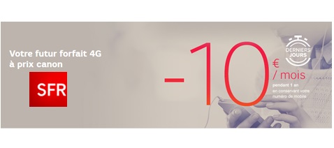 Dernier jour pour profiter de la remise jusqu’à 10€ par mois sur les forfaits SFR !